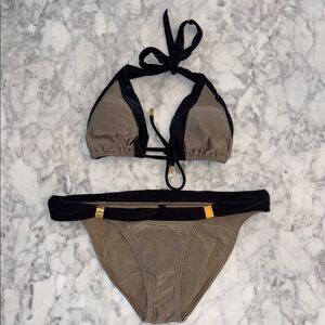 ViX Elegant Black and Gold Women's Bikini Medium